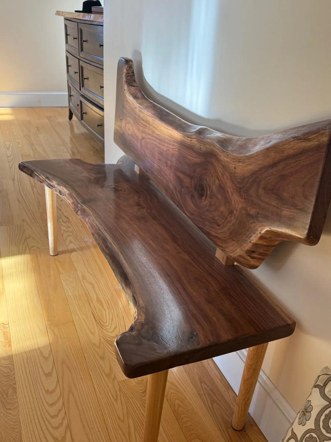 Handcrafted wood bench