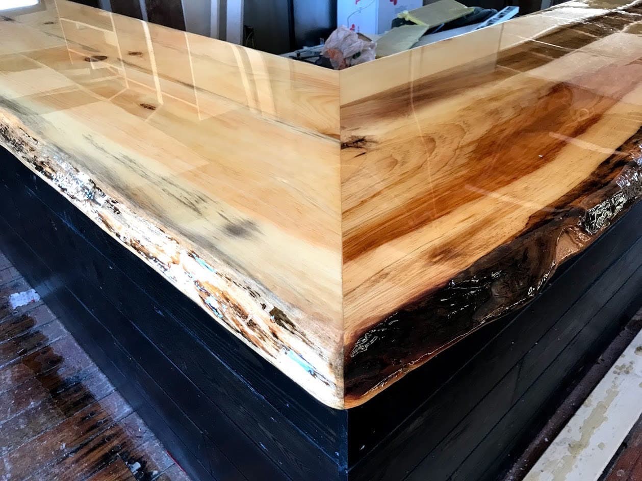 Pine bar counter surface